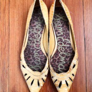Sam Edelman Yellow Leather Snakeskin Flats/Shoes Cut Outs Brand New Soles! Sz 10